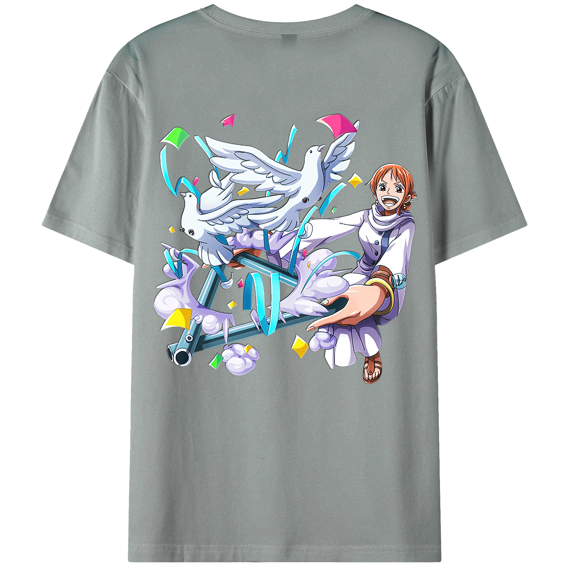 （画像用） ワンピース ナミ ONE PIECE Nami 綿100％ メンズ半袖Tシャツ（バックプリント） 通気性